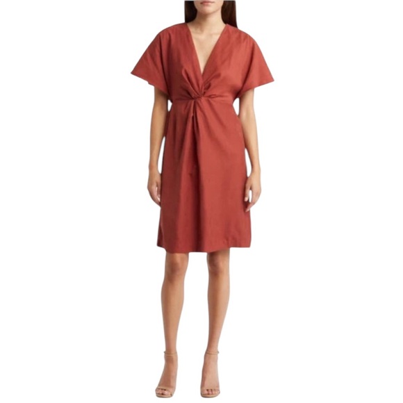NWT Julia Jordan Twist Front‎ Dress in Rust Size 4 - Picture 1 of 4